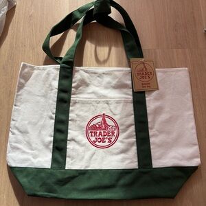 Trader Joe's green large Canvas Tote Bag